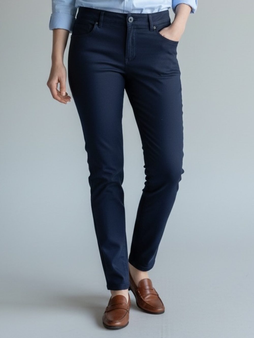 LOFT Petite 00 Navy Skinny Ankle Pants Stretch Work Office Slim Fit
